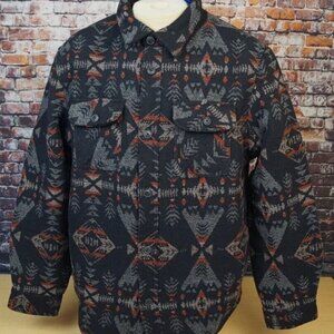 Jachs Shirt Jacket Wool Blend Sherpa Lined Southwestern Aztec Mens L Large